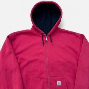 2000’s Vintage Cherry Red Carhartt Heavy Weight Zip Up Hoodie  🍒